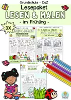 Vorschau - Stationenlernen - Lesen und Malen Frühling (Lesepaket) - Deckblatt