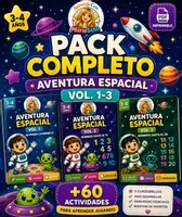 Vista previa - Unidades / Secuencias / Situaciones de Aprendizaje - Pack completo de numeración/aventura espacial vol.1-3/números del 1 al 20/ 3-4años - Portada
