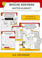 Vorschau - Arbeitsblätter - Materialpaket: Brüche addieren (Addition von Brüchen) - Deckblatt