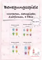 Vorschau - Spiele - Wortarten, Satzglieder, Zeitformen, 4 Fälle Spiele Bewegung Materialpaket - Deckblatt