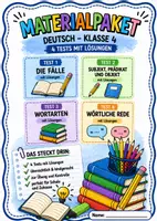 Vorschau - Arbeitsblätter - Materialpaket - Tests Deutsch Klasse 4 Fälle, Satzglieder, Wortarten - Deckblatt