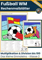 Vorschau - Arbeitsblätter - Fußball WM Rechenmalblätter Bundle – Multiplikation & Division bis 100 | Kleines Einmaleins - Deckblatt