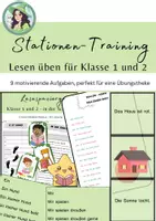 Vorschau - Stationenlernen - Materialpaket Lesen üben - Klasse 1 und 2 / Übungstheke - Deckblatt