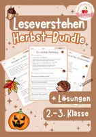 Vorschau - Stationenlernen - Deutsch Leseverstehen Herbst-Bundle (Klasse 2–3) - Deckblatt