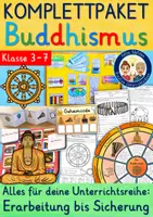 Vorschau - Stundenentwürfe - Buddhismus Klasse 3 bis 7 KOMPLETTPAKET Weltreligionen Religion Ethik - Deckblatt