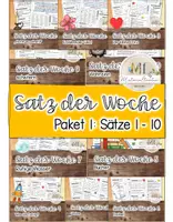 Vorschau - Arbeitsblätter - 10x Satz der Woche – Das Rundum-Sorglos-Paket für Deutsch Sek 1 (inkl. Lösungen) - Deckblatt