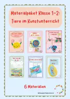 Vorschau - Mal- und Bastelvorlagen - Materialpaket Klasse 1-2: Tiere im Kunstunterricht - Deckblatt