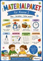 Vorschau - Arbeitsblätter - Großes Mathe-Materialpaket Klasse 2 Längen, Gewichte, Geld, Uhrzeit, Zirkel, Wochenpläne, Rechnen bis 100, Sachaufgaben - Deckblatt
