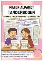 Vorschau - Arbeitsblätter - Tandembögen (wachsendes Materialpaket: Kommasetzung, Groß-und Kleinschreibung, Getrennt- und Zusammenschreibung, Adverbialsätze, ie oder i) - Deckblatt