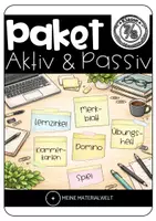 Vorschau - Arbeitsblätter - Aktiv und Passiv – Materialpaket für den Deutschunterricht | Lernzirkel, Klammerkarten & Spiel - Deckblatt