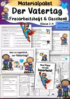 Vorschau - Unterrichtsreihen - Vatertag Materialpaket Freiarbeitsheft und Vatertagsgeschenk 2. 3. 4. 5. Klasse fachübergreifend Klassenlehrerunterricht Deutsch Sachunterricht Ethik Religion - Deckblatt