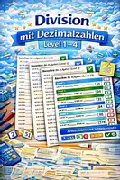 Vorschau - Arbeitsblätter - Division von Dezimalzahlen Level 1-4 - Deckblatt