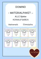 Vorschau - Spiele - Materialpaket Domino Alle Spiele zu den Kernaufgaben Einmaleins Mal und Geteilt - Deckblatt