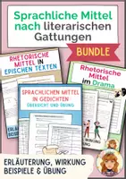 Vorschau - Arbeitsblätter - Sprachliche Mittel – Komplettpaket (Epik, Drama, Lyrik) – Übersicht, Beispiele & Übungen (Sek I-II) - Deckblatt