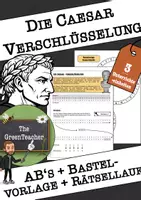 Vorschau - Arbeitsblätter - Caesar Verschlüsselung Unterrichtsmaterial Klasse 5–6 – Arbeitsblätter, Stationenlernen & Scratch Projekt (Informatik/Kryptologie, mit Lösungen) - Deckblatt