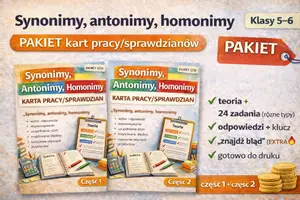 zapowiedź - Synonimy, antonimy, homonimy – pakiet karta pracy - obwoluta