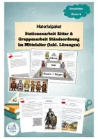 Vorschau - Stundenentwürfe - Materialpaket - Stationenarbeit Ritter & Gruppenarbeit Ständeordnung im Mittelalter l Geschichte l Klasse 6 - Deckblatt