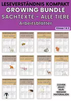 Vorschau - Arbeitsblätter - Sachtexte Tiere heimisch & weltweit, Leseverständnis Arbeitsblätter, Klasse 1, Klasse 2, XL Materialpaket - Deckblatt