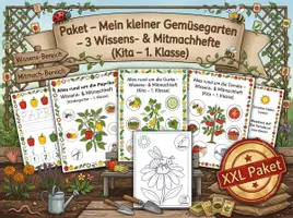 Vorschau - Arbeitsblätter - Paket - Mein kleiner Gemüsegarten – 3 Wissens- & Mitmachhefte (Kita–1. Klasse) - Deckblatt