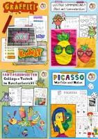Vorschau - Stundenentwürfe - Paket 4 x Kunst in der Grundschule, Fertiger Kunstunterricht in der Grundschule - Deckblatt