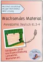 Vorschau - Arbeitsblätter - Wachsendes Materialpaket Abreißzettel (Deutsch Kl.3-4) - Deckblatt