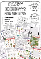 Vorschau - Arbeitsblätter - Materialpaket: HOLIDAYS (Halloween, Christmas, Easter, Summer - airport, places, vehicles) - Deckblatt