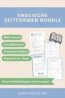 Vorschau - Arbeitsblätter - Englisch Zeitformen Bundle – Present Simple, Past Simple, Present Perfect & Future - Deckblatt