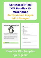 Vorschau - Stundenentwürfe - Sachtexte Klasse 3 – Tiere Materialpaket (10 Materialien) | Lesetexte mit Fragen & Lösungen - Deckblatt