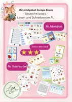 Vorschau - Stationenlernen - Materialpaket Escape- Rooms -Lesen und Schreiben im AU - Deckblatt