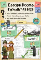 Vorschau - Stationenlernen - Fußball WM 2026 - Escape Rooms Sparpaket (Klasse 1) - Deckblatt