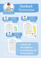 Vorschau - Arbeitsblätter - Materialpaket Suchsel: Synonyme (Wortfelder und Wortschatzarbeit) - Deckblatt