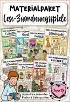 Vorschau - Spiele - Lese-Zuordnungsspiele Grundschule | wachsendes Materialpaket | Lesen & Verstehen | Feste & Jahreszeiten - Deckblatt