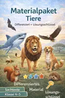 Vorschau - Stundenentwürfe - Materialpaket Sachtexte Tiere Klasse 4-5 differenziert - Deckblatt