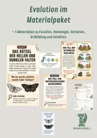 Vorschau - Arbeitsblätter - Evolution im Materialpaket – 5 Materialien zu Fossilien, Homologie, Variation, Artbildung und Selektion - Deckblatt
