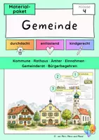 Vorschau - Stundenentwürfe - Gemeinde Klasse 4 | Kommune, Rathaus, Ämter, Einnahmen, Gemeinderat und Bürgerbegehren für HSU und Sachunterricht · Materialpaket - Deckblatt