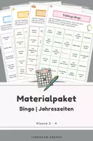 Vorschau - Arbeitsblätter - Jahreszeiten Bingo Grundschule (Klasse 2–4) | Freiarbeit & Lernspiele im Deutschunterricht | Frühling, Sommer, Herbst & Winter - Deckblatt