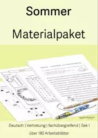 Vorschau - Arbeitsblätter - Materialpaket "Sommer" -Freiarbeit, Deutsch, Vertretung -Sekundarstufe I, über 180 Arbeitsblätter - Deckblatt