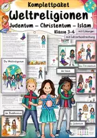 Vorschau - Unterrichtsreihen - Ethik - Weltreligionen Komplettpaket Judentum, Christentum & Islam Arbeitsheft, Unterrichtsreihe & Bildkarten 3. 4. 5. 6. Klasse Religion - Deckblatt