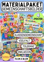 Vorschau - Mal- und Bastelvorlagen - Kooperative Poster Grundschule – 4 Gemeinschaftsbilder zu Vielfalt, Inklusion und Klassengemeinschaft (PDF) - Deckblatt
