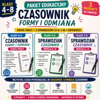 zapowiedź - Czasownik – pakiet kl. 4–8 | karta pracy + 2 sprawdziany (A i B) + klucz - obwoluta