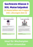 Vorschau - Stundenentwürfe - Sachtexte Klasse 3 Materialpaket – Lesetexte 25 Materialien mit Lösungen (Set 2) - Deckblatt