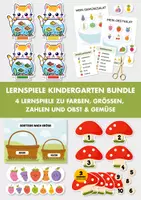 Vorschau - Stationenlernen - Kindergarten Lernspiele Paket | Sortierspiele, Zuordnungsspiele, Farben, Größen & Zahlen 1–10 - Deckblatt