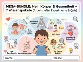 Vorschau - Unterrichtsreihen - MEGA-BUNDLE: Mein Körper & Gesundheit – 7 Wissenspakete (Arbeitshefte, Experimente & Quiz) - Deckblatt