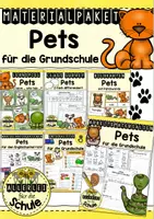 Vorschau - Arbeitsblätter - Pets Englisch Materialpaket Grundschule (Klasse 3–4) – Materilapaket mit Arbeitsblättern, Spielen & Wortschatztraining Haustiere - Deckblatt