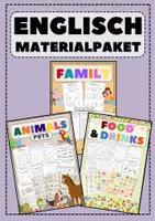 Vorschau - Arbeitsblätter - Materialpaket FOOD AND DRINKS, FAMILY, ANIMALS - Deckblatt