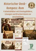 Vorschau - Unterrichtsreihen - Historischer Denk-Kompass: Rom - 4 Arbeitsblätter mit Einstiegsbildern, Lösungen und Druckversionen zur Urteilsbildung - Deckblatt