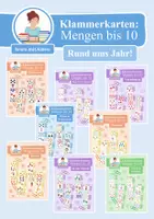 Vorschau - Aufgabenkarten - Klammerkarten "Rund ums Jahr!": Mengen & Zählen im Zahlenraum bis 10 - Deckblatt