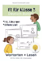 Vorschau - Arbeitsblätter - Fit für Klasse 3 – Deutsch Wiederholungsheft | Wortarten wiederholen & Lesen trainieren | Bundle Klasse 2–3 - Deckblatt
