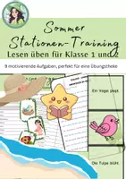 Vorschau - Spiele - Materialpaket Lesen üben Sommer / Klasse 1 und 2 / Übungstheke - Deckblatt