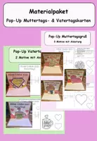Vorschau - Arbeitsblätter - Materialpaket: Pop-Up Grußkarten zum Mutter- & Vatertag - Deckblatt